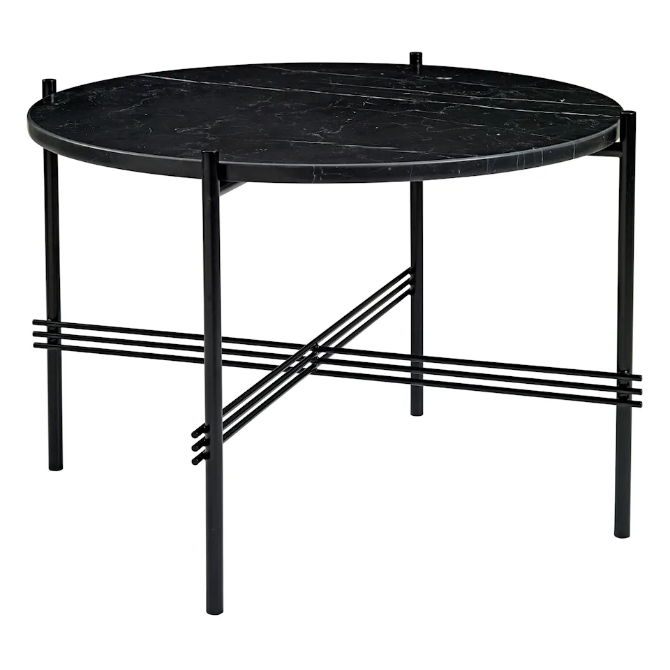 TS Coffee Table Ø 55 H. 41, Top: Nero Marquina Marble, Base: Black