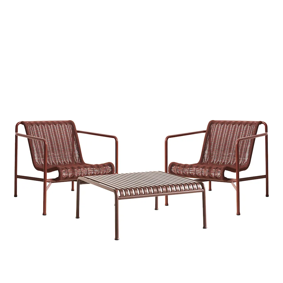 Palissade cord lounge group med 2 chairs & low garden table