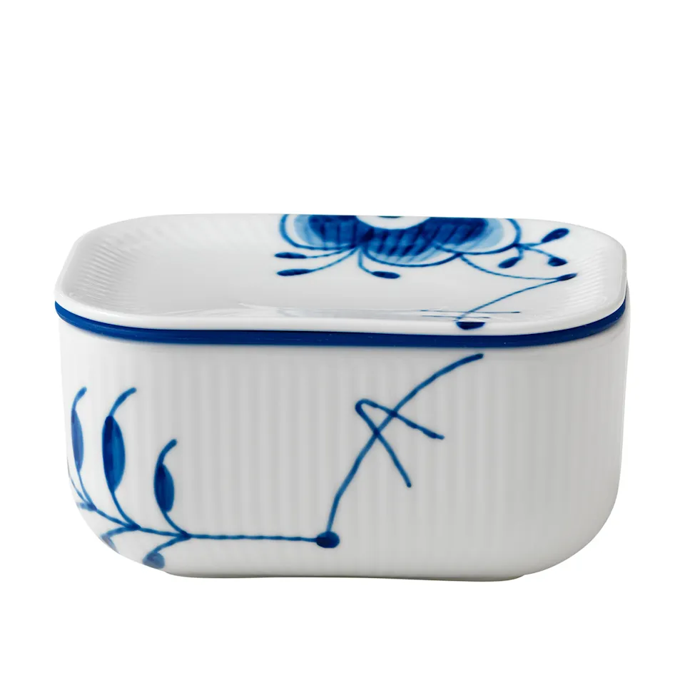 Blue Fluted Mega Butter Dish with Lid 42 cl