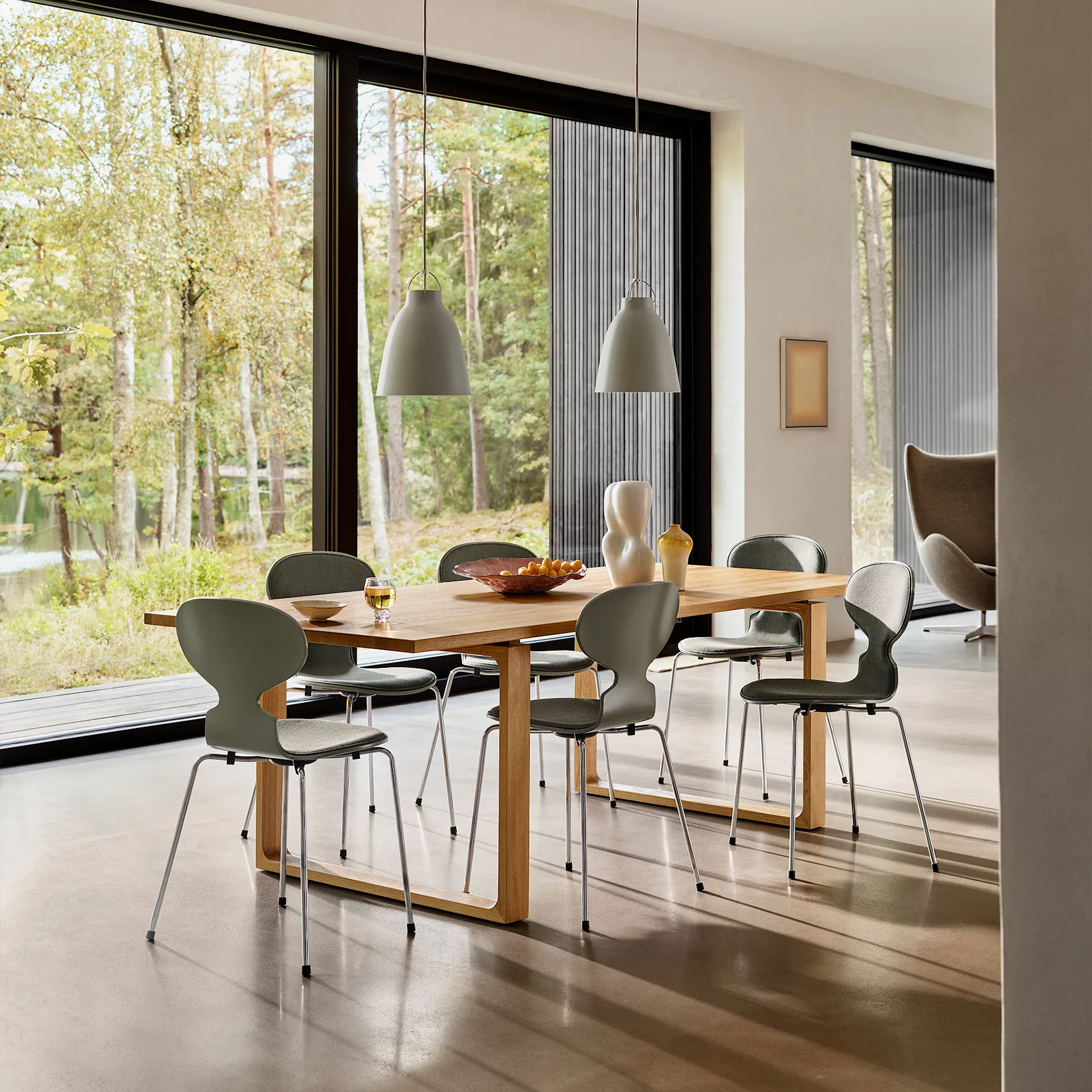 Ant 3101 colored ash veneer steel frame silver gray - Fritz Hansen - Arne Jacobsen - NO GA