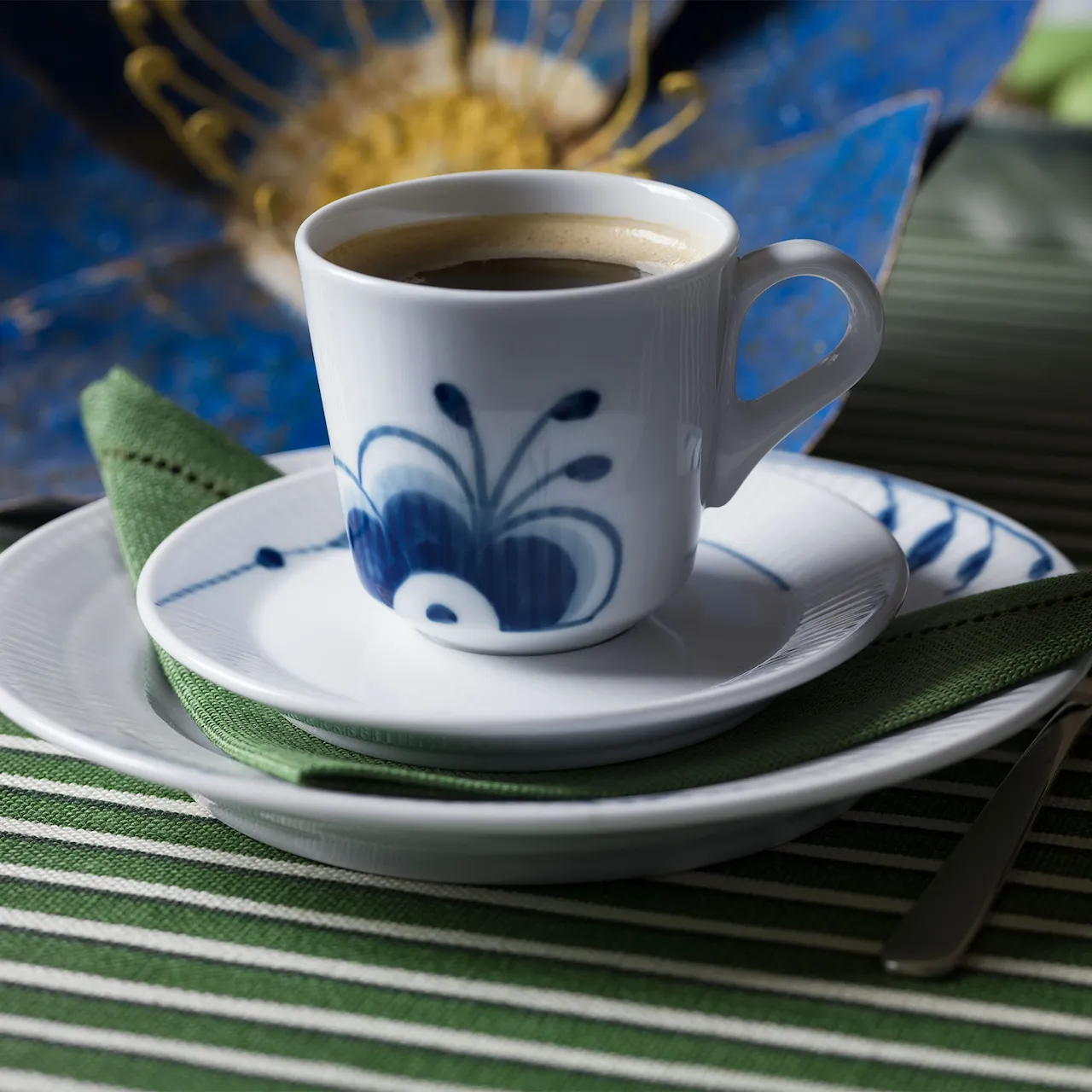 Blue Fluted Mega Espresso Cup & Saucer 9 cl