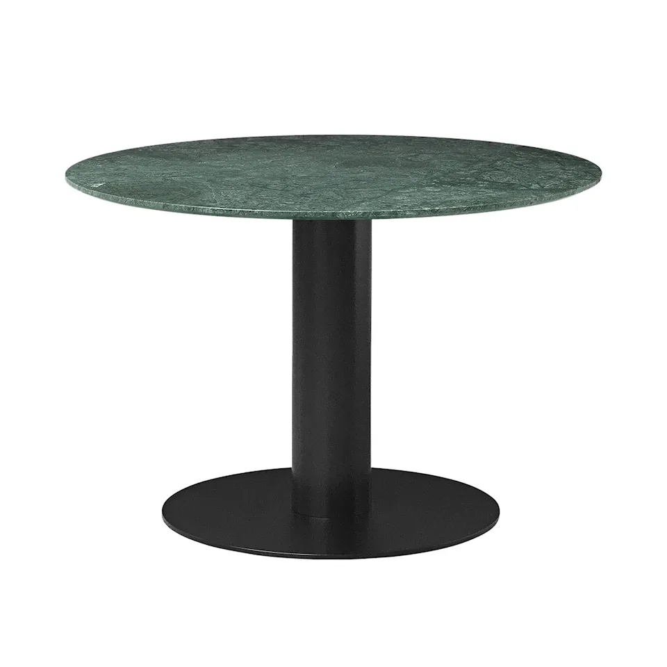 GUBI 2.0 Dining Table, Ø 110 cm, Top: Marble - Verde Guatemala, Base: Black