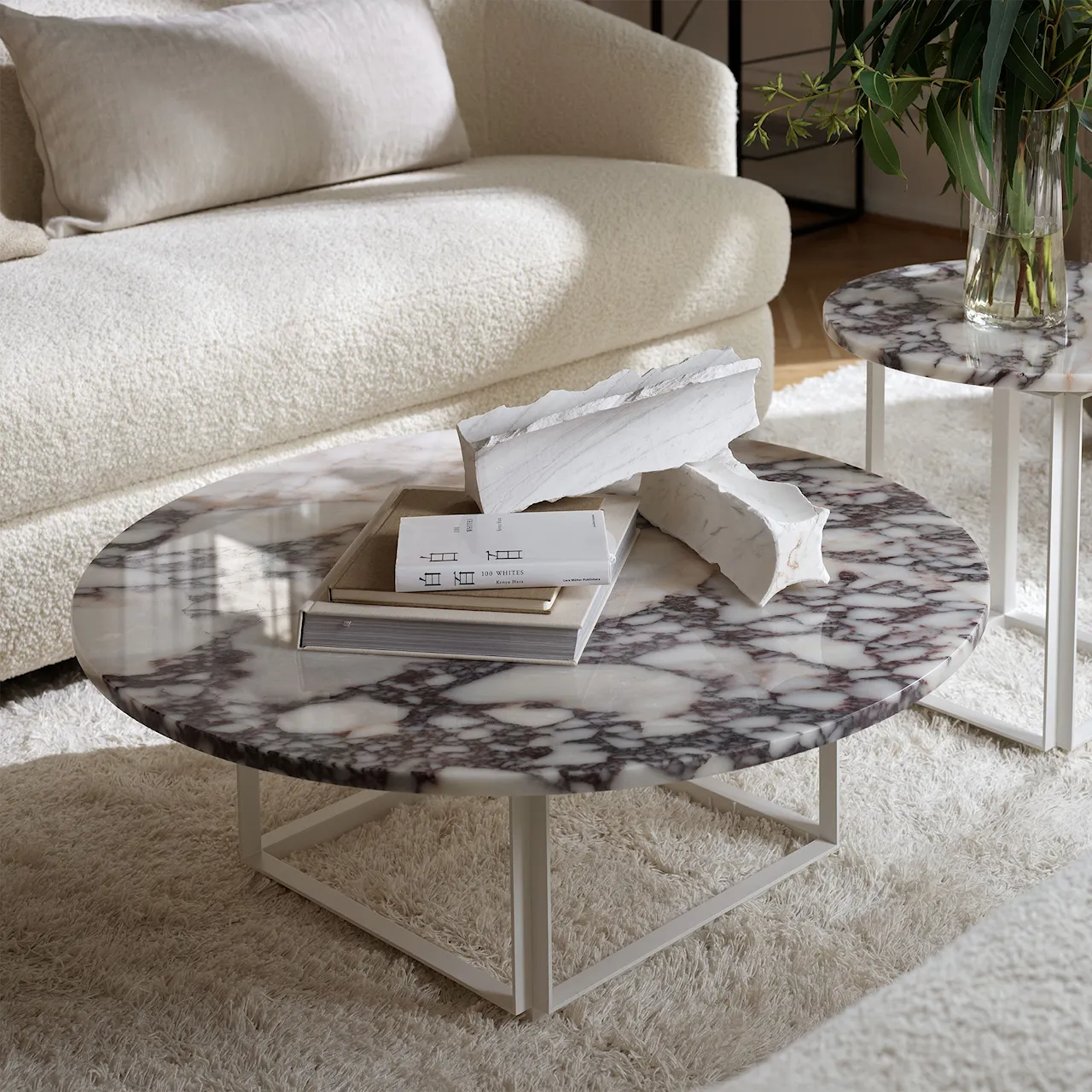 Florence Coffee Table Ø90 / White Viola Marble