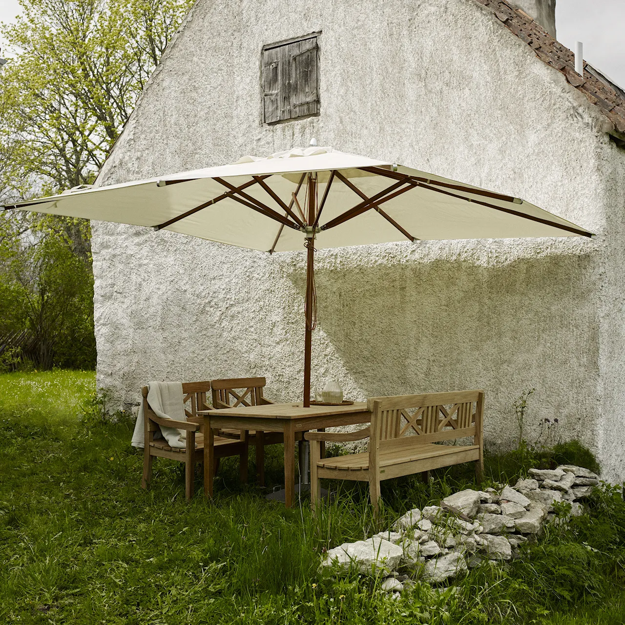 Atlantis Hvid parasol 330 x 330 cm