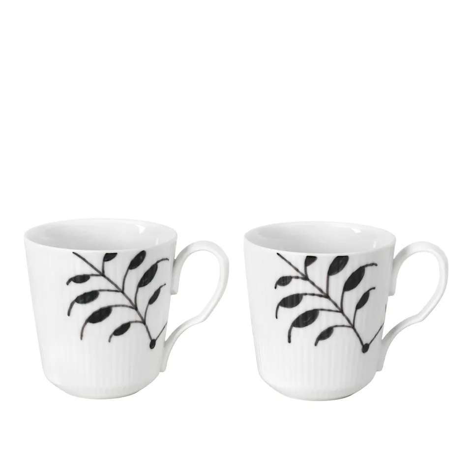 Black Fluted Mega Mug 28 cl 2 pcs