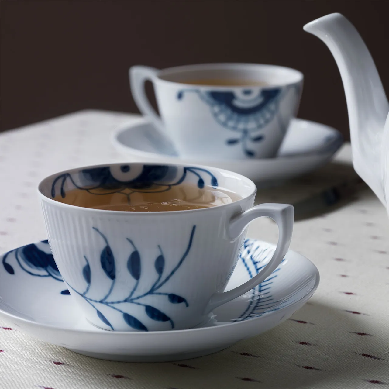 Blue Fluted Mega Tea Cup & Saucer 28 cl