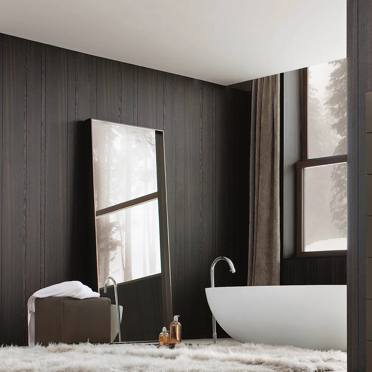 Sara gulvspejl Black Chrome