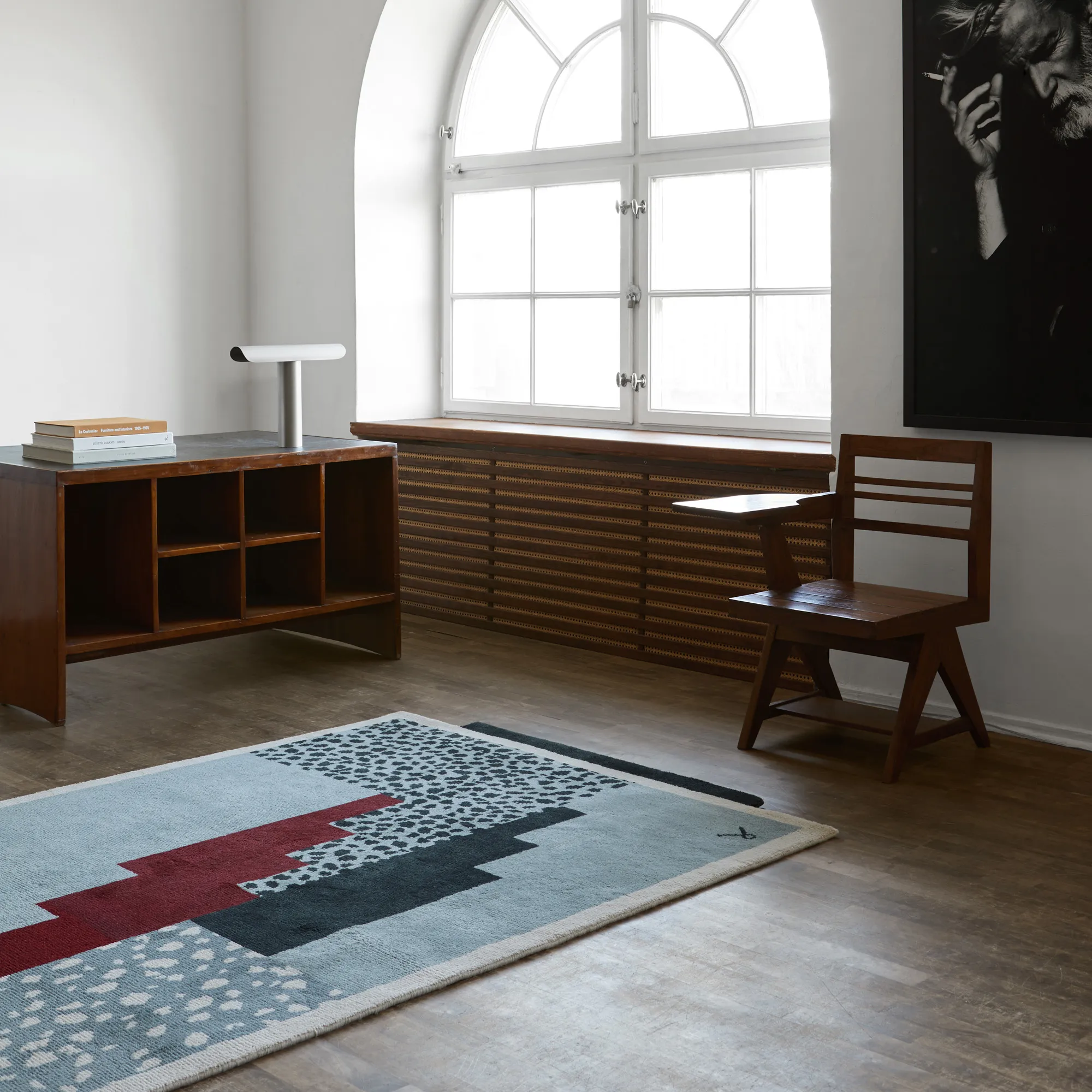 Art Deco 1 Blue Wool Rug - 9