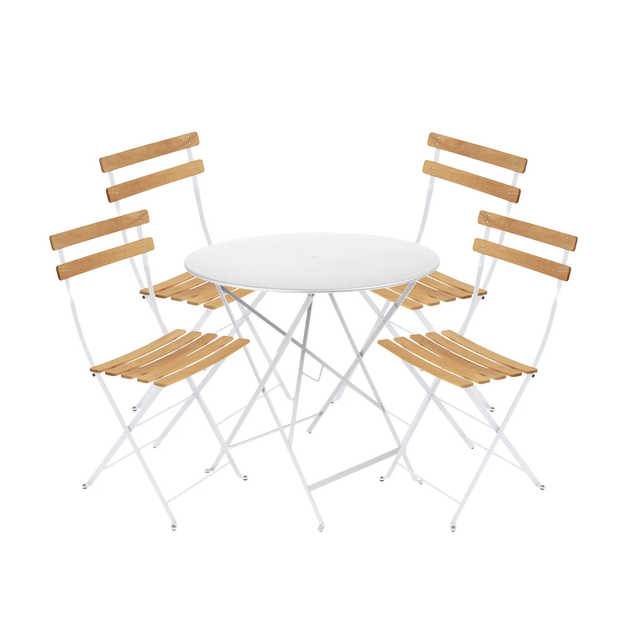 Bistro dining set table 77cm & 4 wood chairs - 1