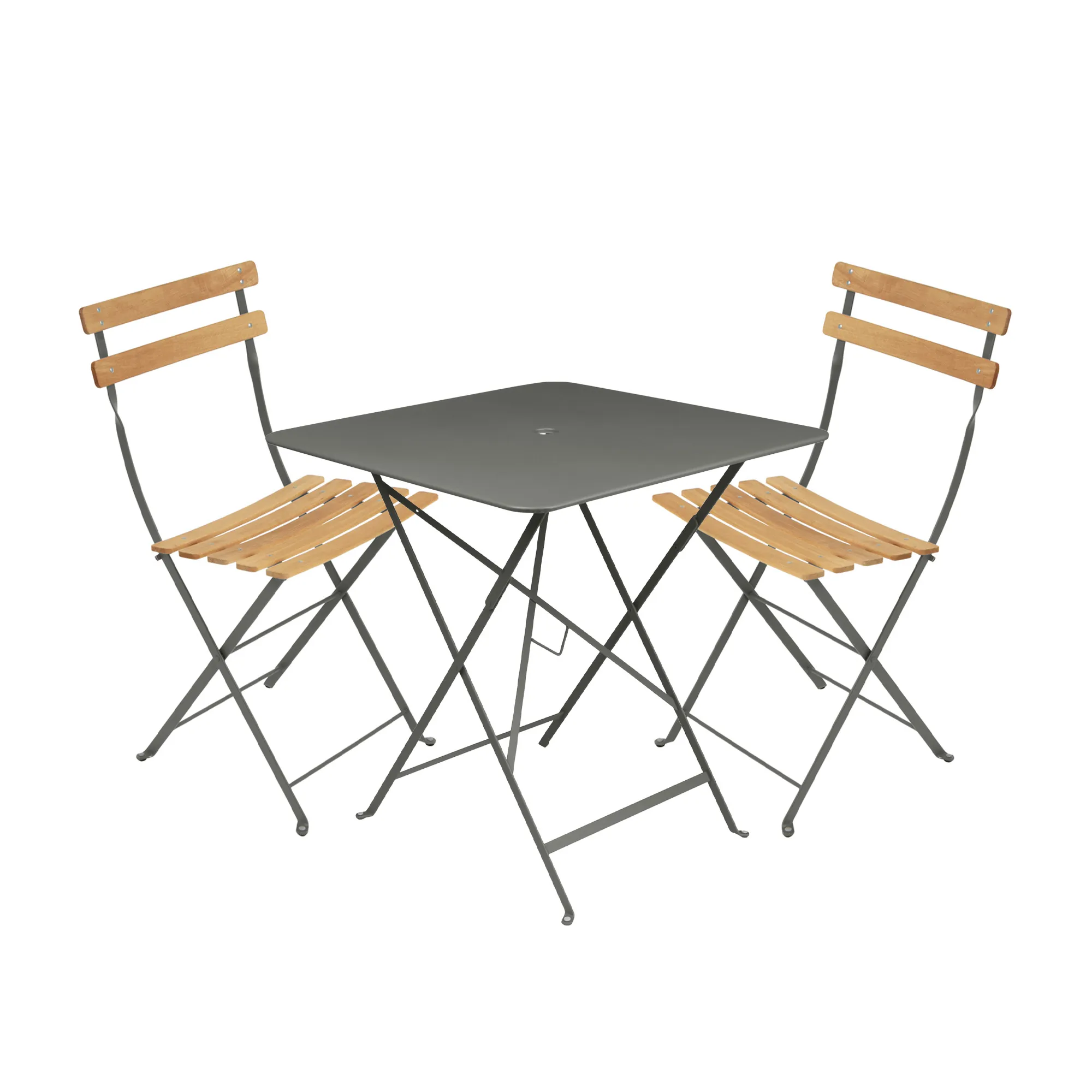 Bistro eetgroep tafel 71cm & 2 hout stoelen - 1