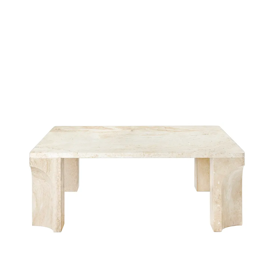 Doric Coffee Table - Square, Neutral White Travertine