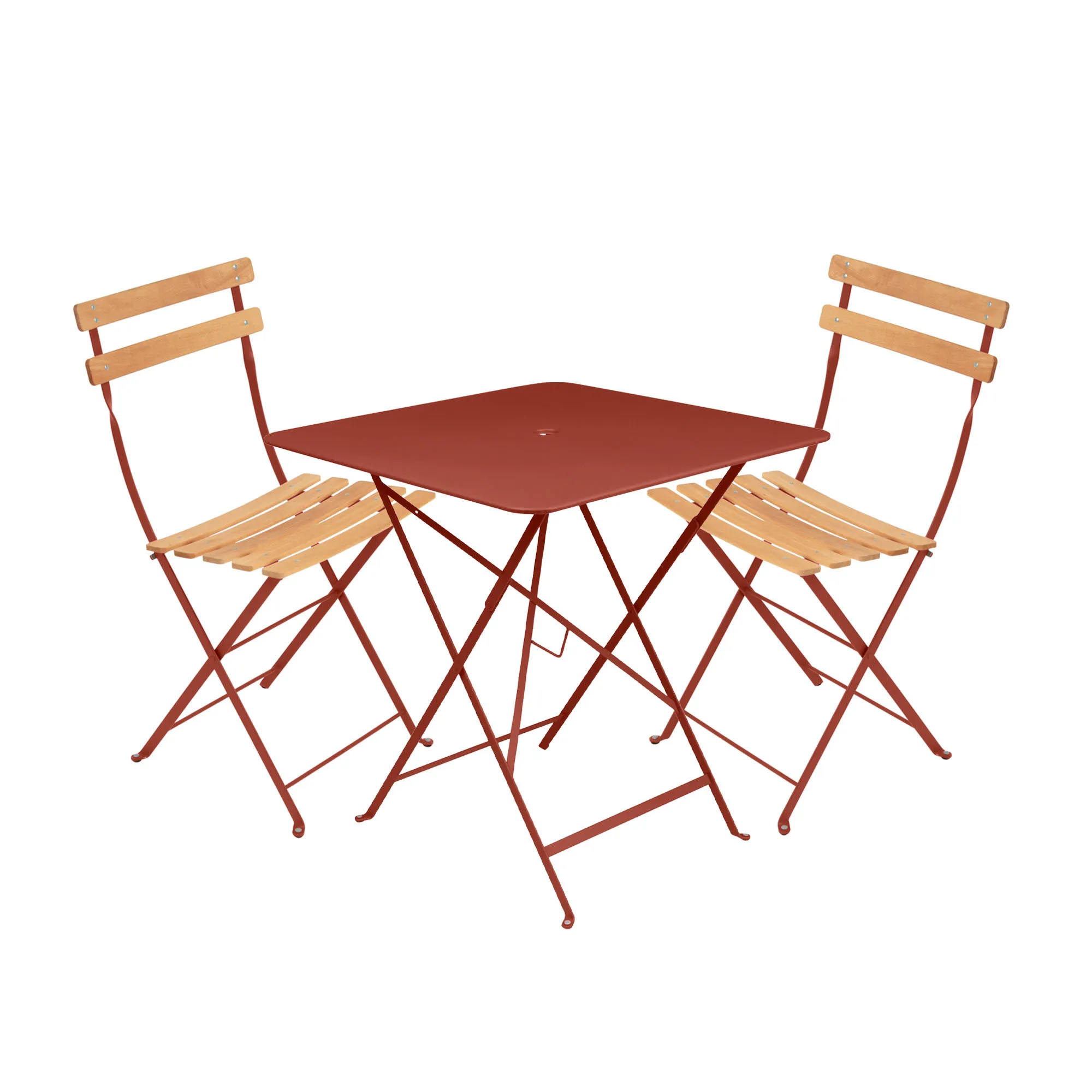 Bistro dining set table 71cm & 2 wood chairs - 1