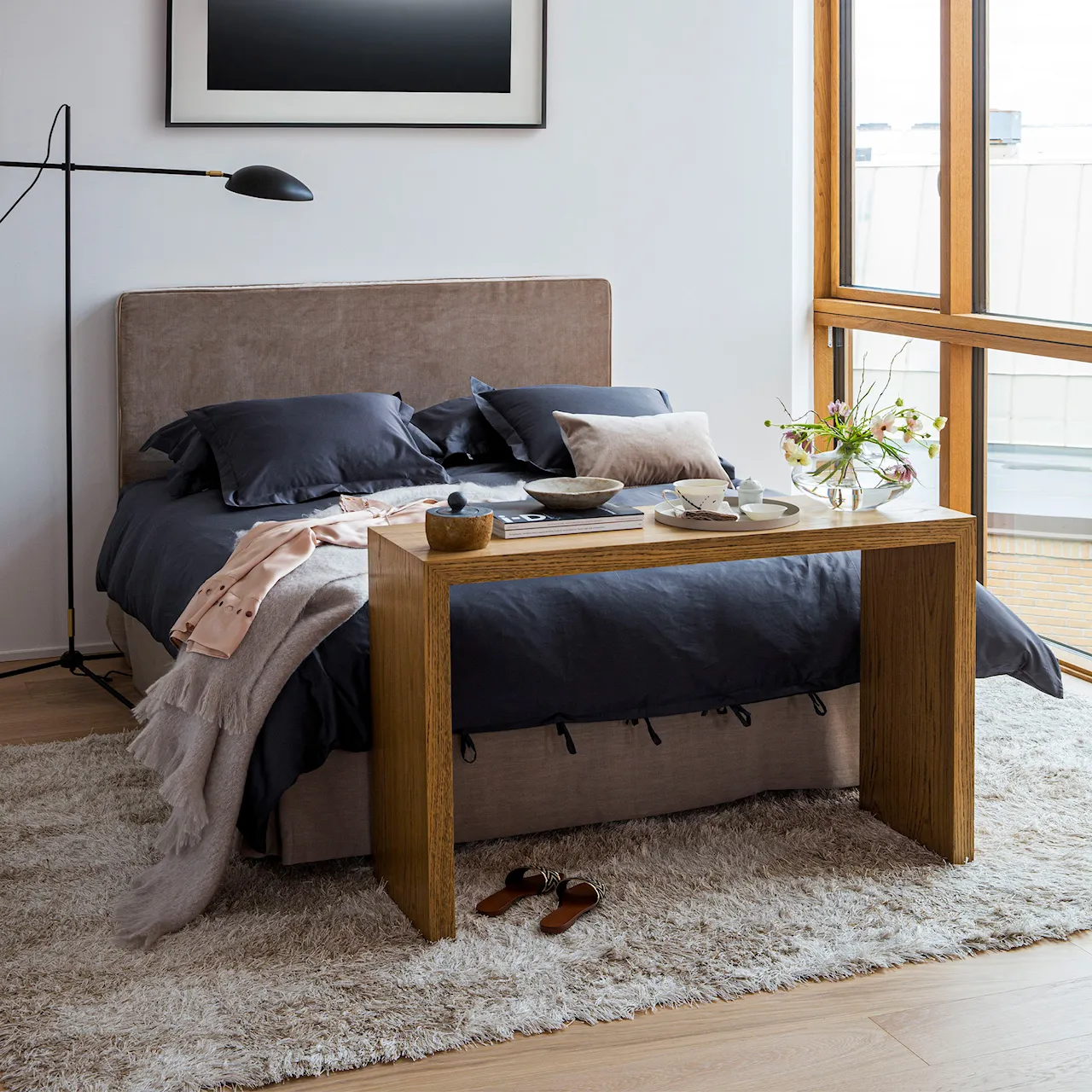 Alexandra Velvet Beige sengegavl