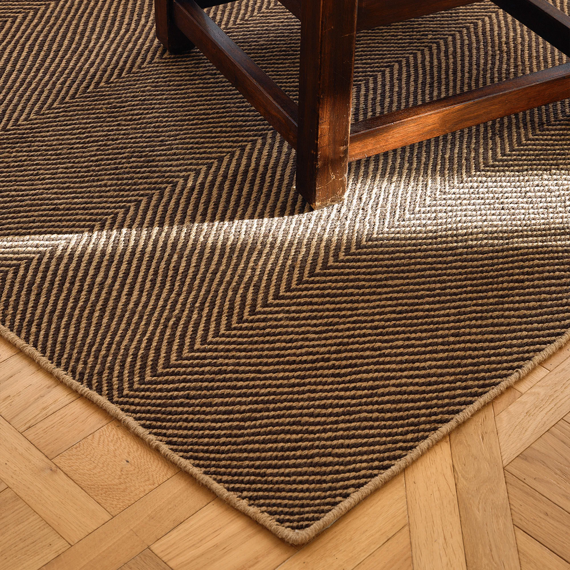 Jute Herringbone Natural/Brown matto - 3