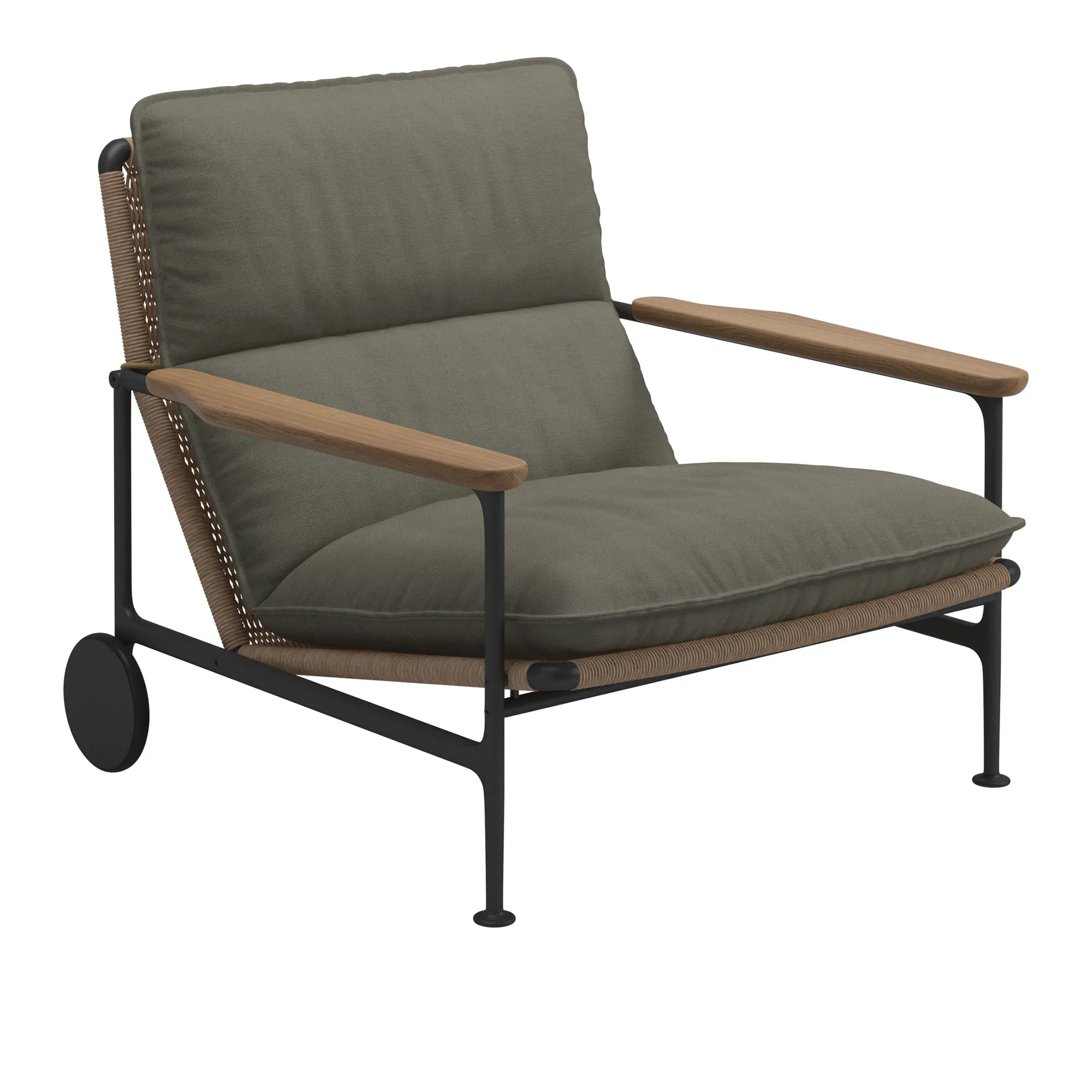 Zenith Lounge Chair with Teak Arms - Meteor - 1