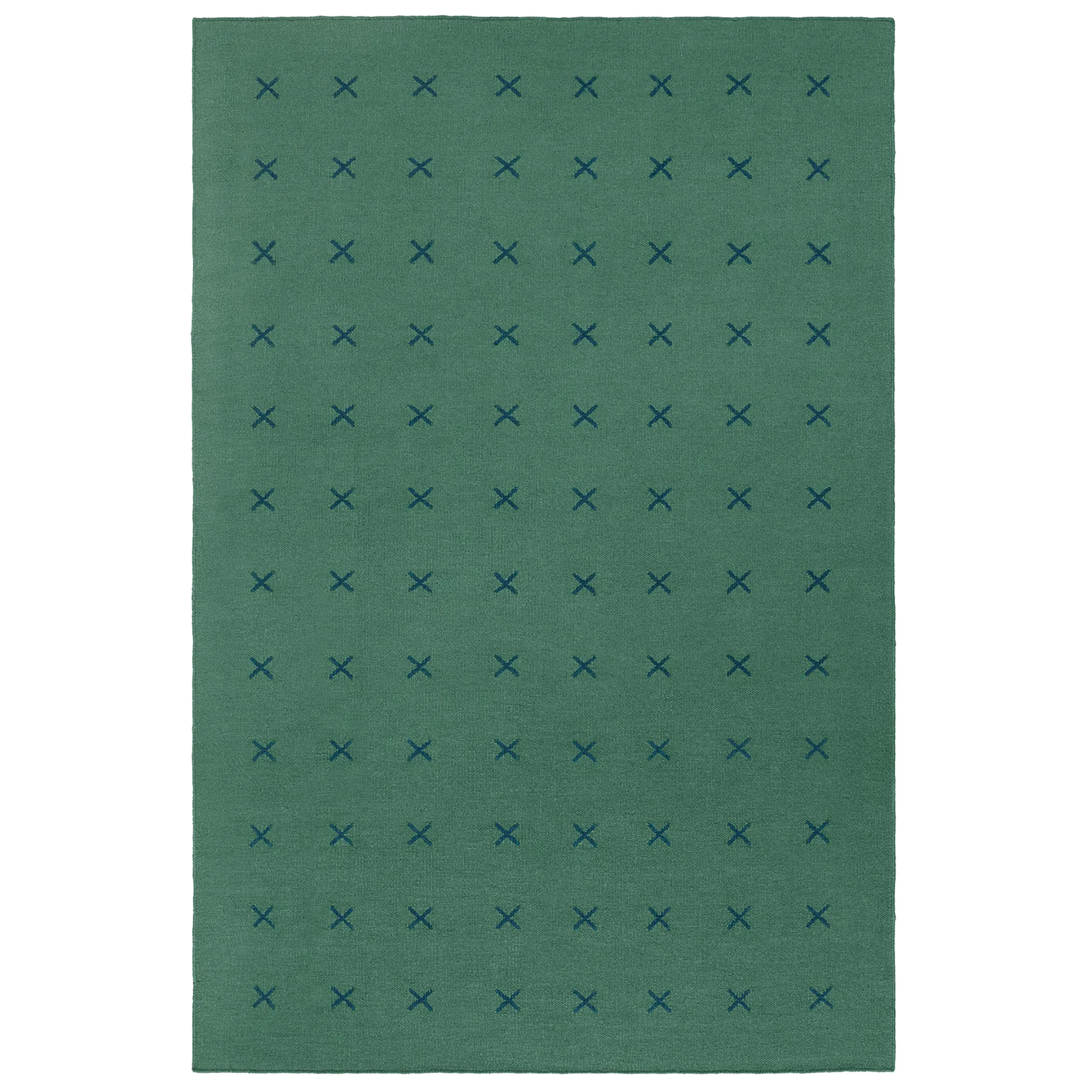 Cross Green/Deep Teal uldtæppe - 1