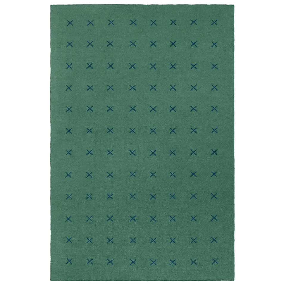 Cross Green/Deep Teal uldtæppe