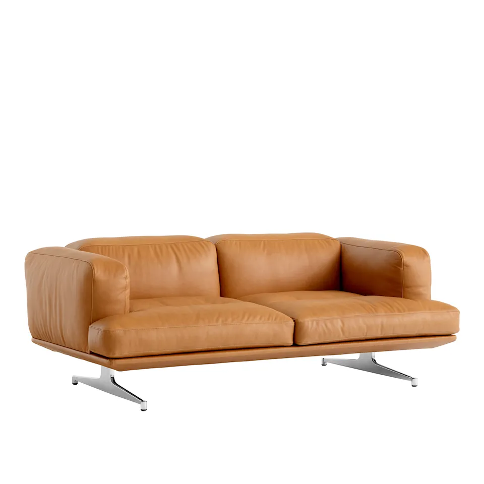 Inland AV22 2-seater sofa polished aluminium legs