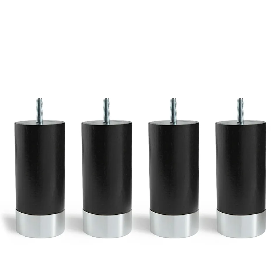 Cylinder Bed Leg Black with Alu. 4-pack