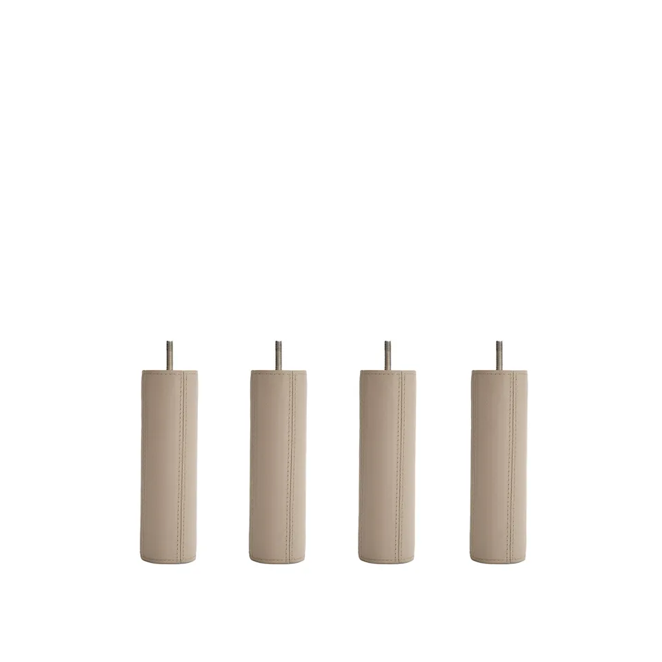 DUX SC bed legs round leather oatmeal 4-pack