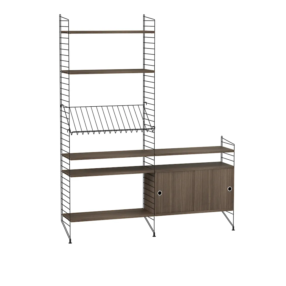 Living room shelving system K walnut/black
