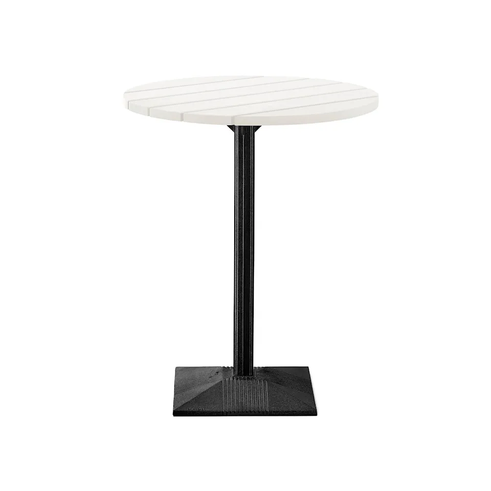 Table Lund - Small Foot Ø 60 White Lacquered Pine Wood/Black Lacquered Aluminium