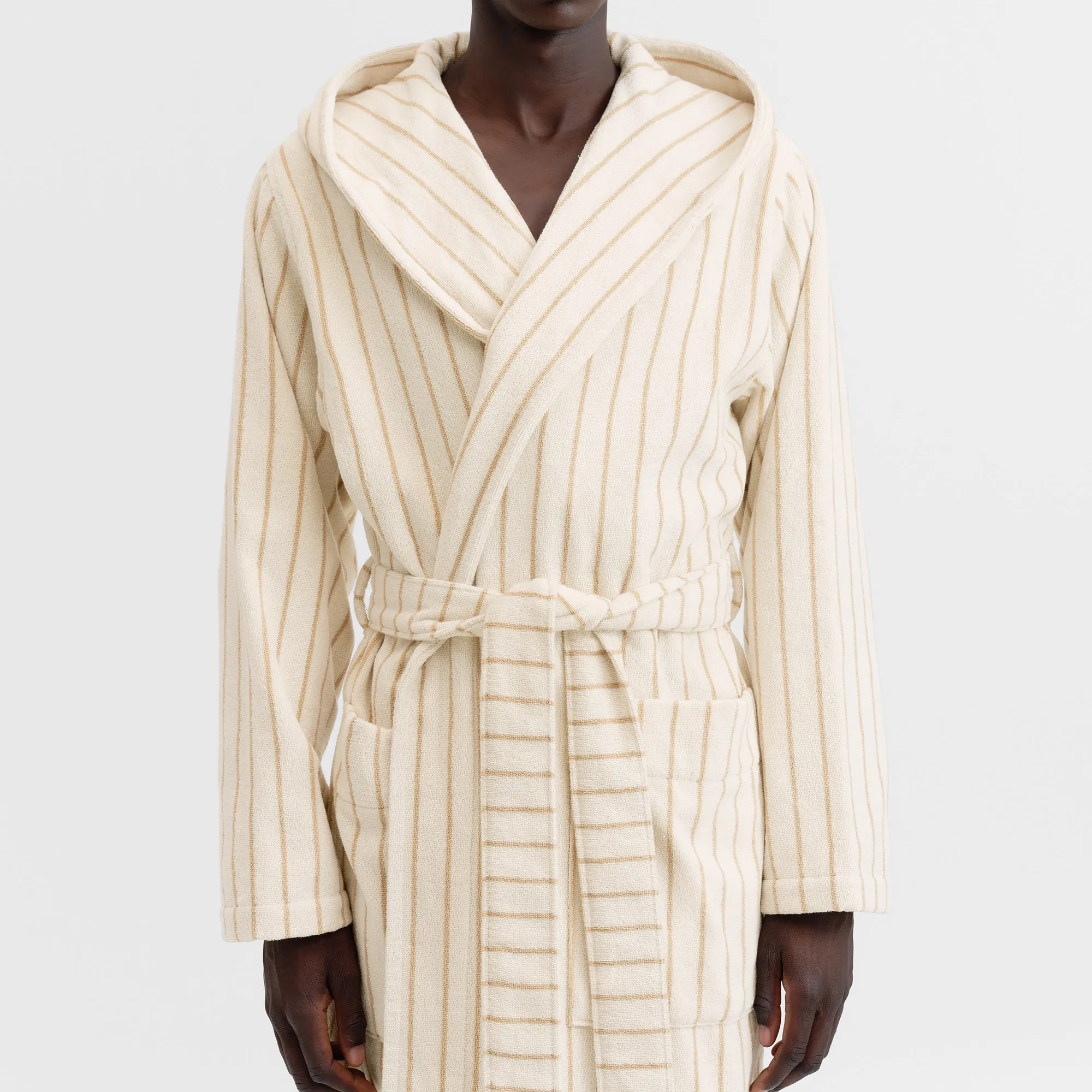 Hooded Sienna Stripes Bathrobe - 3