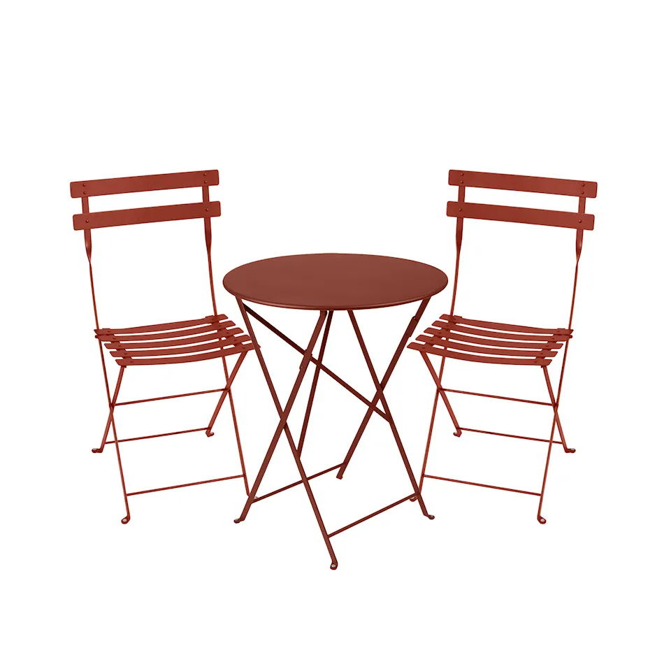 Bistro ruokaryhmä Ø60cm & 2 metalli tuolit