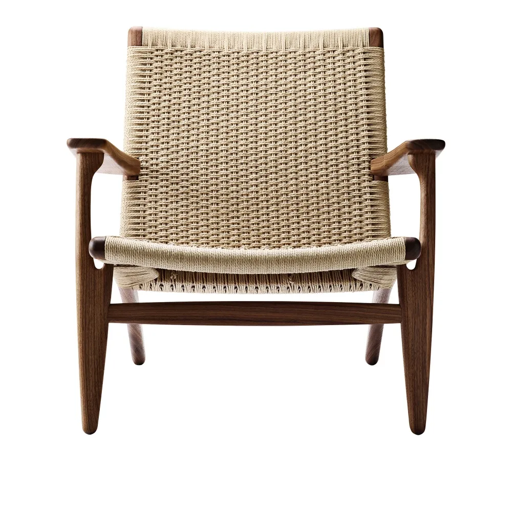 CH25 fauteuil walnoot/natuurlijk gevlochten papierkoord - 1