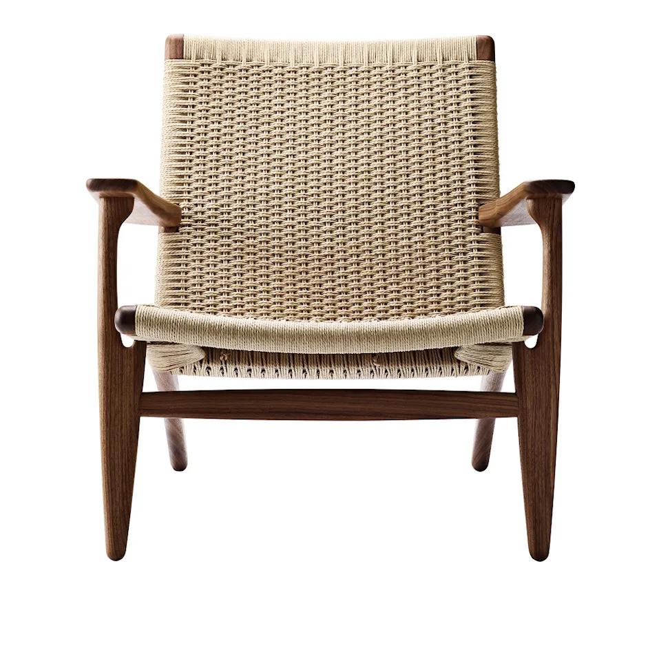 CH25 fauteuil walnoot/natuurlijk gevlochten papierkoord