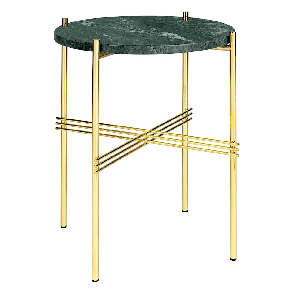 TS Coffee Table Ø 40 H. 51, Top: Verde Guatemala Marble, Base: Brass