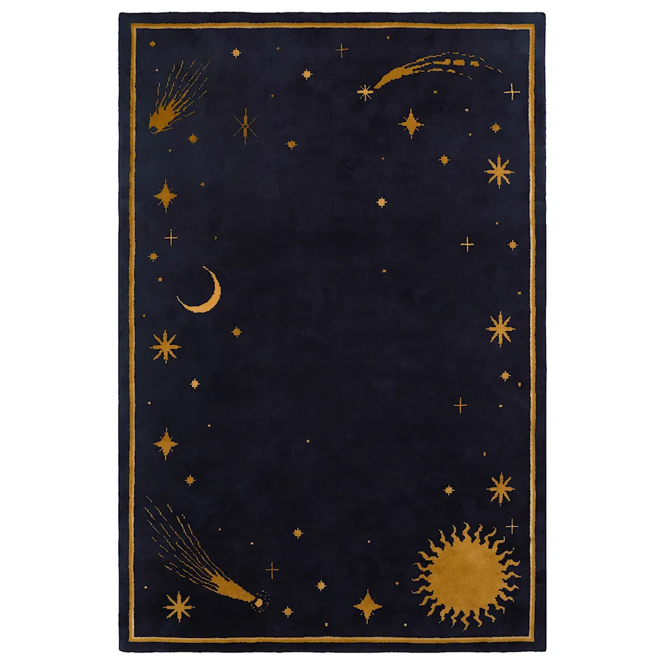 Celestial Deep Navy/Ochre Wool Rug