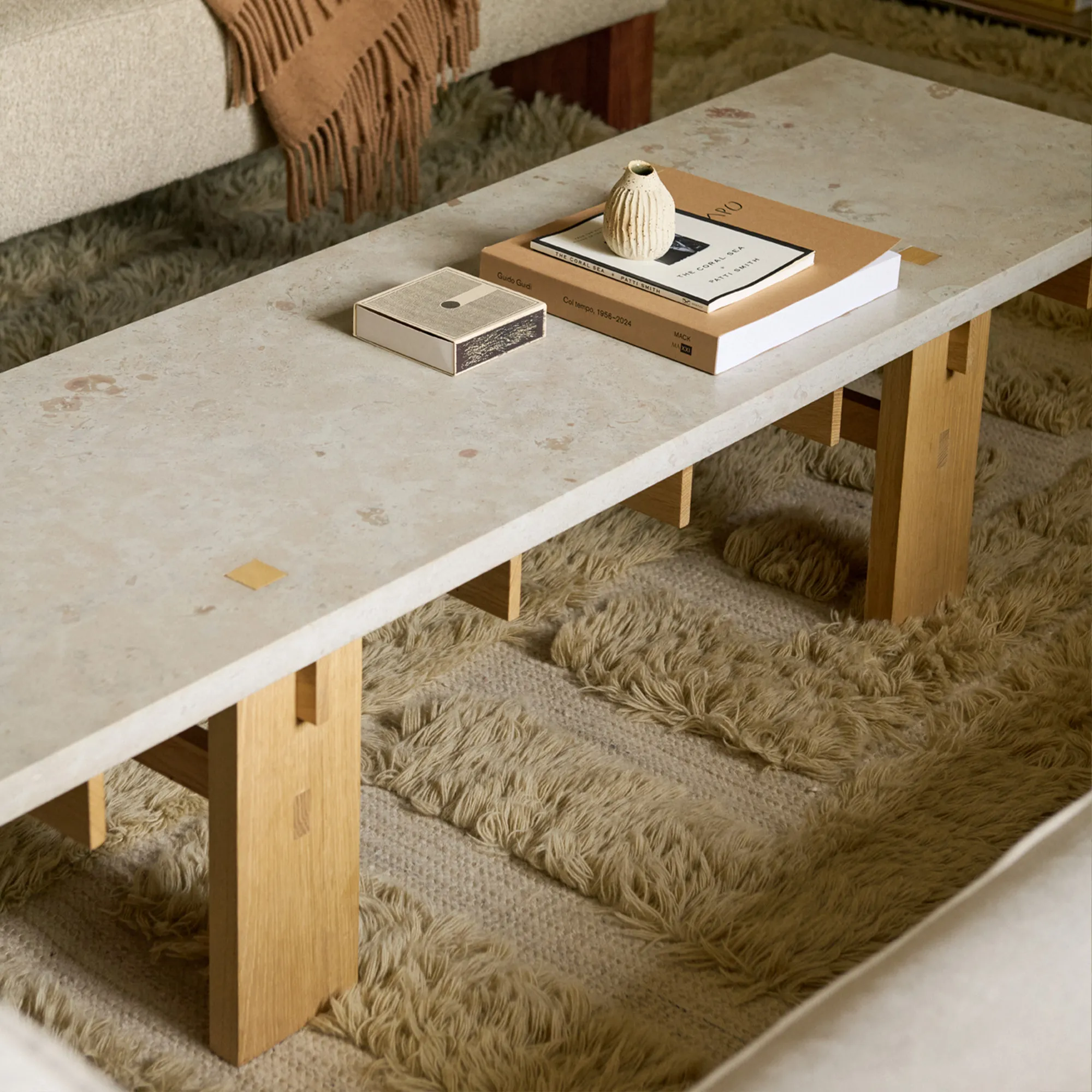 Shaggy Labyrinth Beige Wool Rug - 4