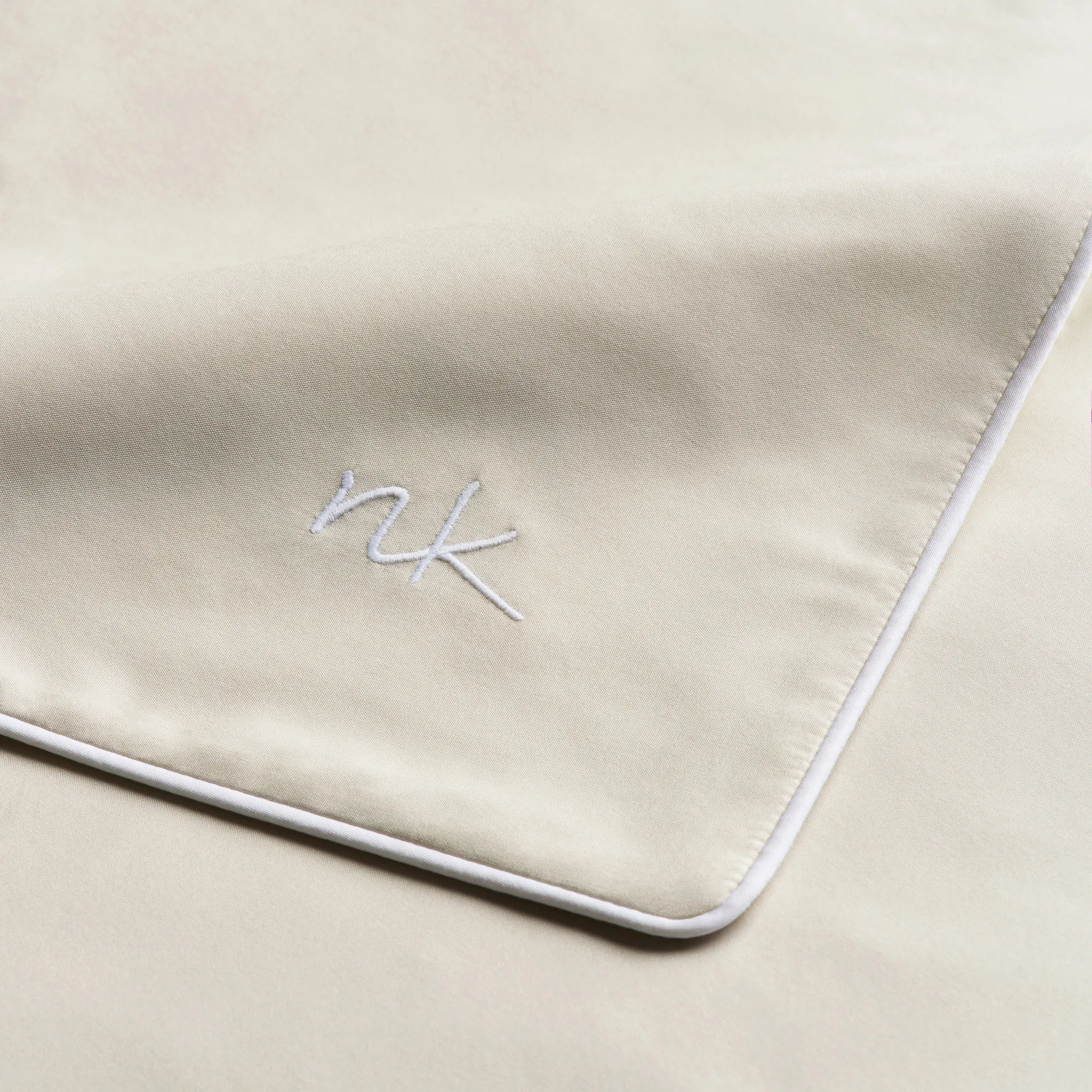 Percale Sand/White Bedding Set - 7