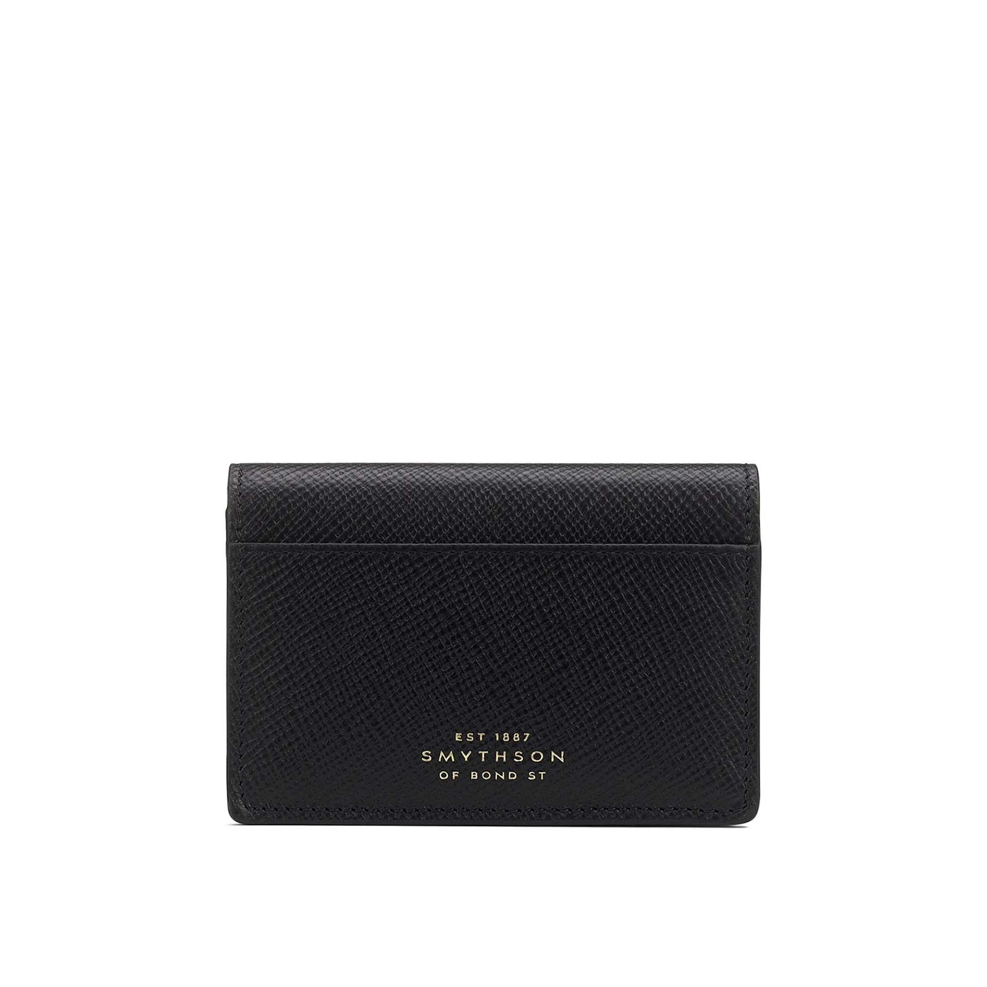 Panama Folded Card Holder - Black - Smythson - NO GA