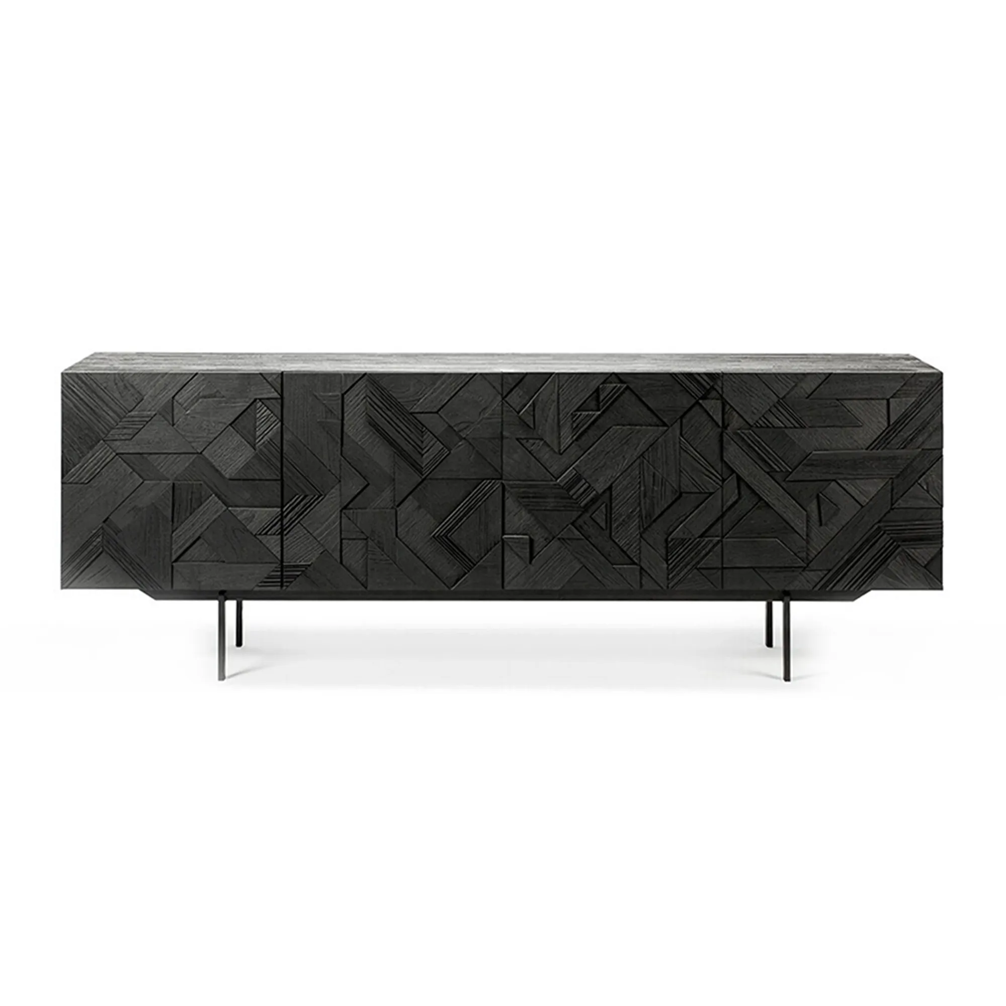 Teak Graphic Black Sideboard - 1