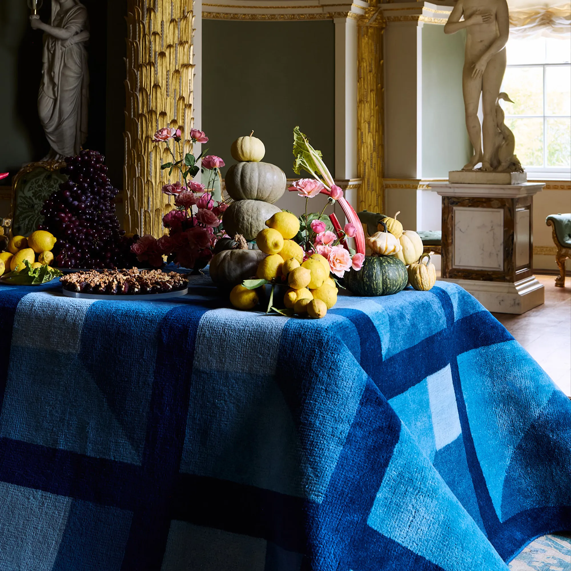 Garden Maze Blue Wool Rug - 4