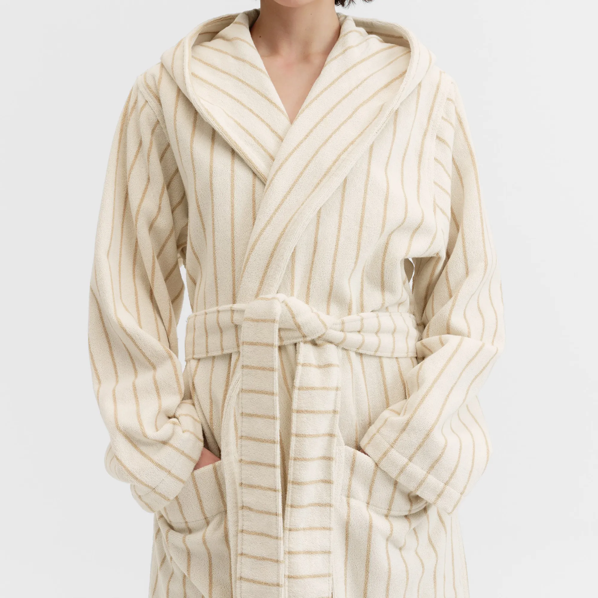 Hooded Sienna Stripes Bathrobe - 6