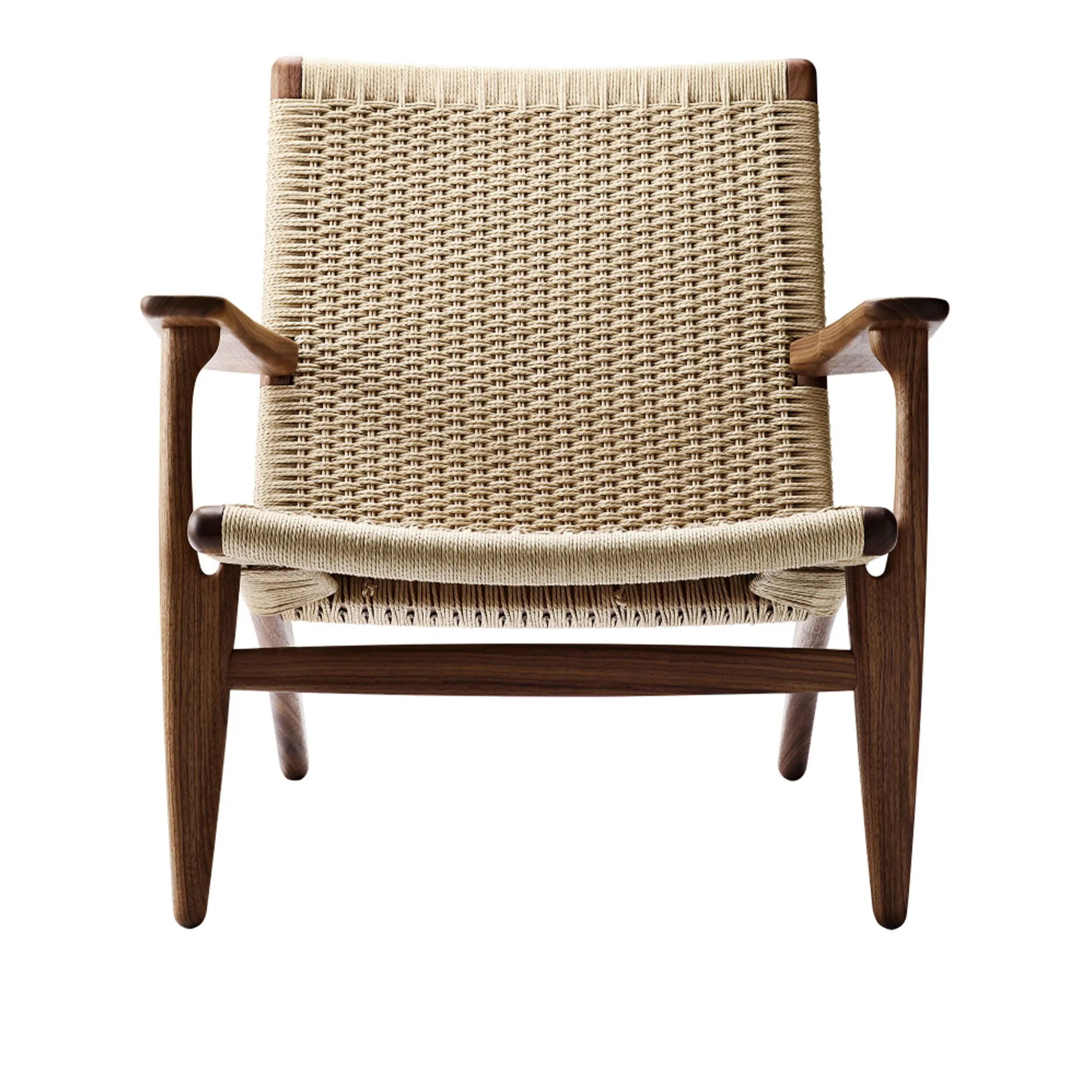 CH25 fauteuil walnoot/natuurlijk gevlochten papierkoord - 1