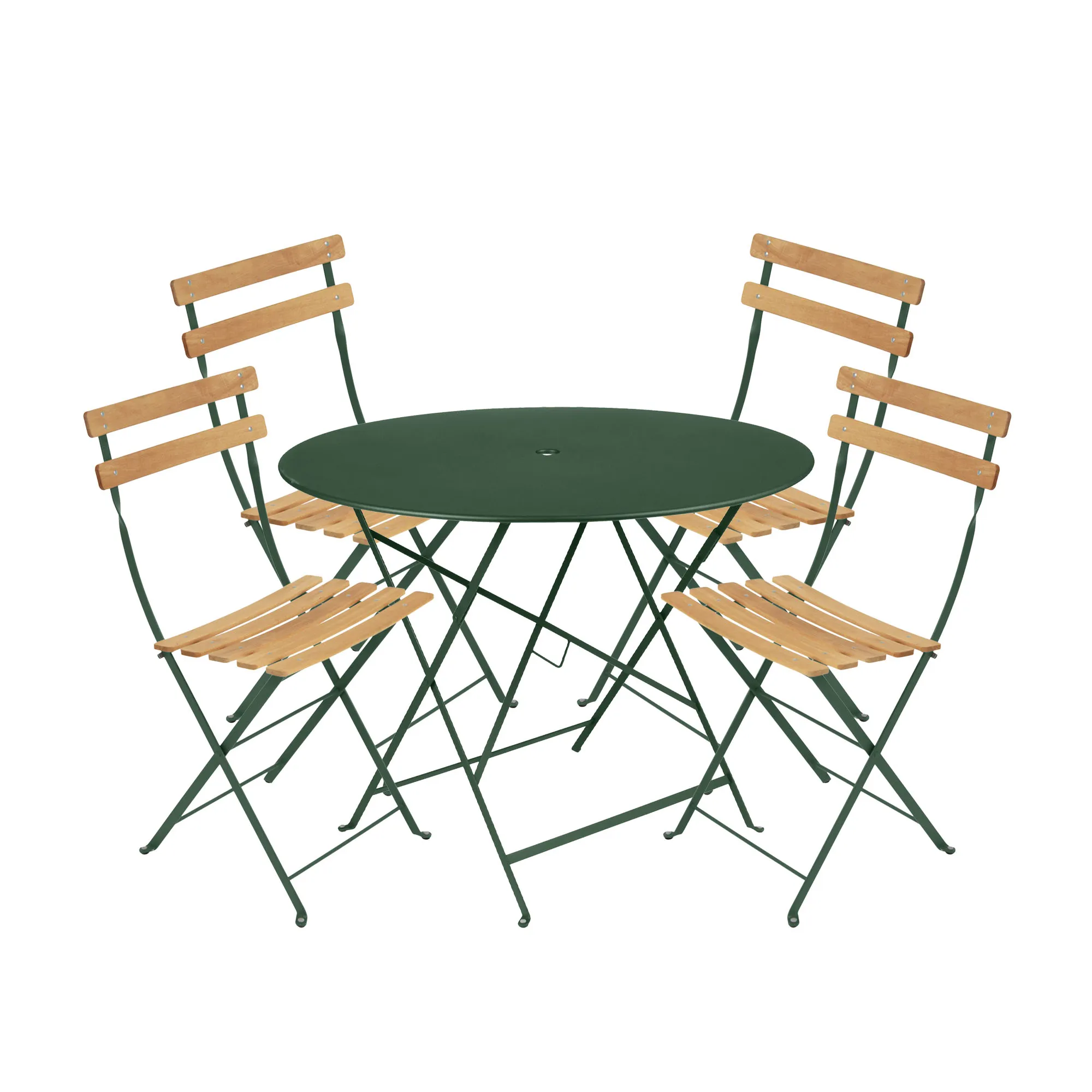 Bistro eetgroep Ø96cm & 4 hout stoelen - 1
