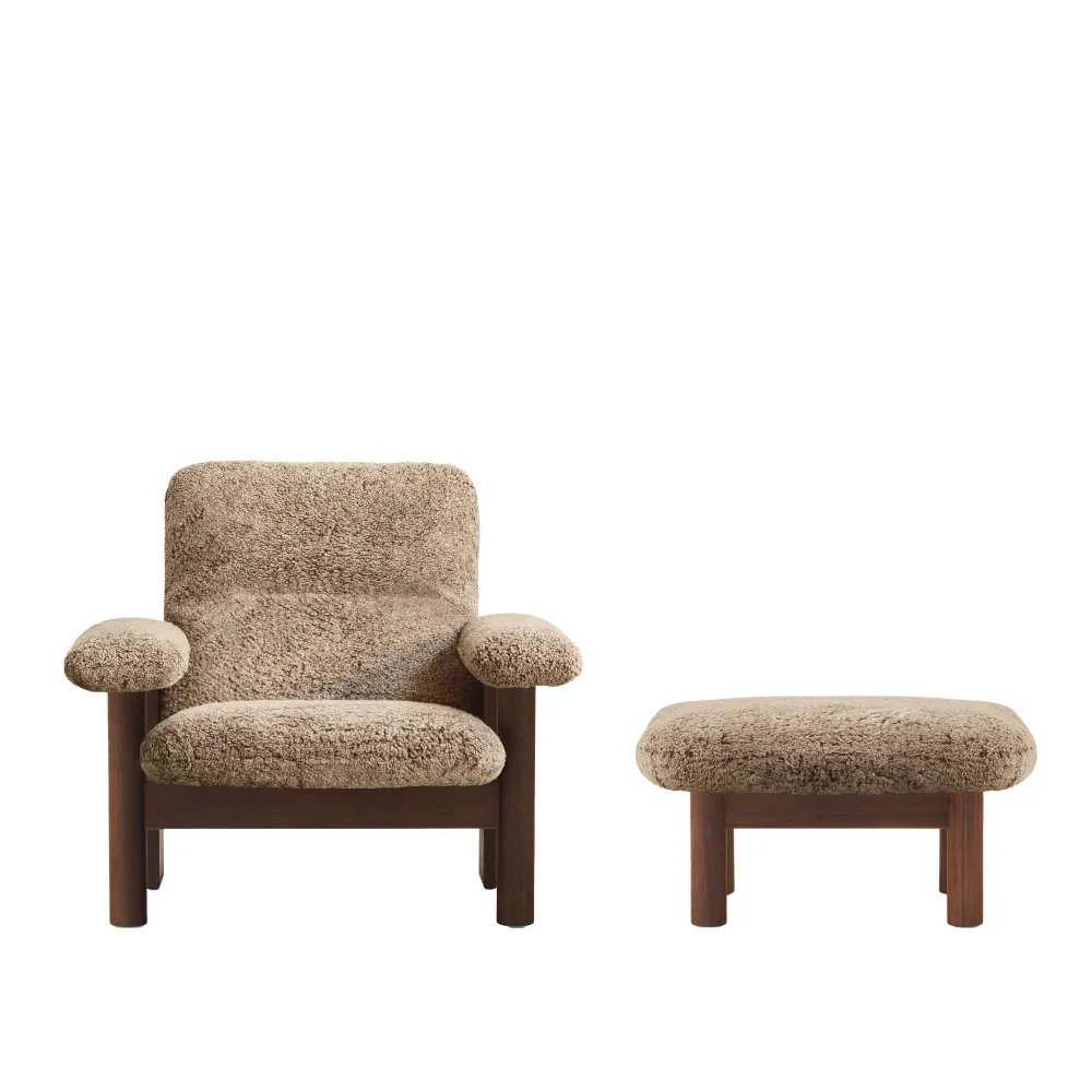 Brasilia Lounge Chair & Ottoman Walnut - 1