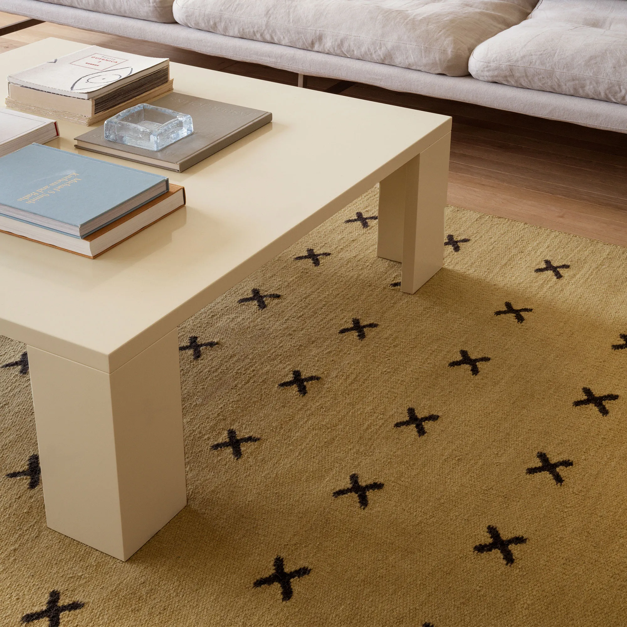 Cross Mustard/Dark Brown wool rug - 3