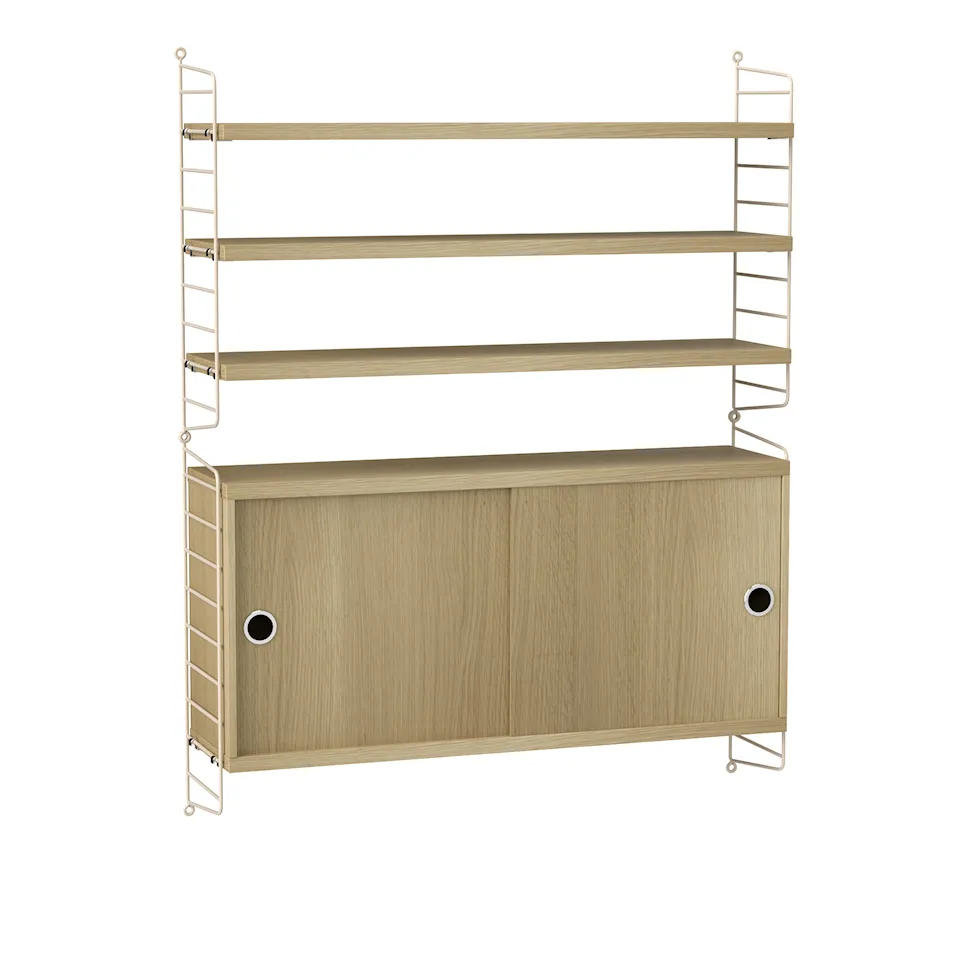 Living room shelving system I oak/beige