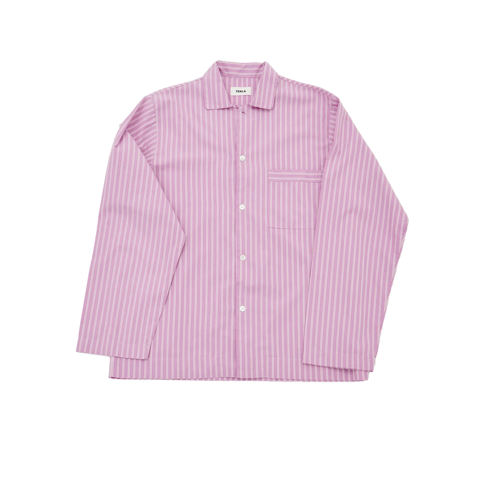 Poplin Pyjamas Shirt Purple Pink Stripes - TEKLA - NO GA