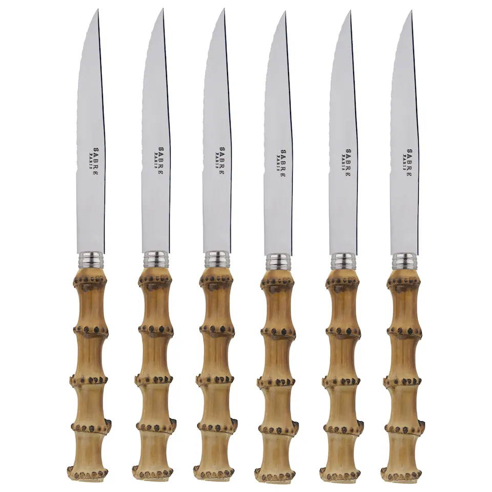 Panda Light Bamboo Steak Knives Set of 6