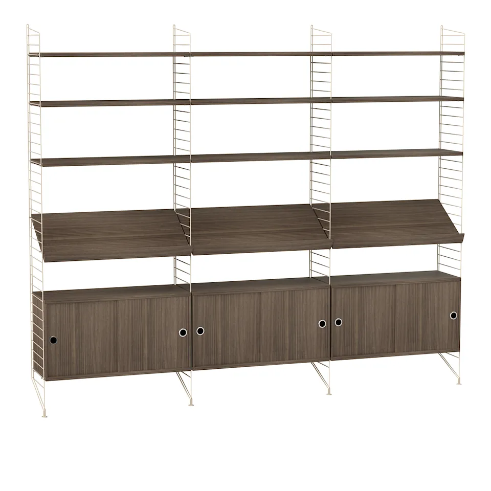 Living room shelving system G walnut/beige