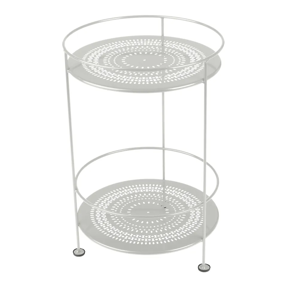 Guinguette Side Table With Perforated Double Top Steel Grey 38