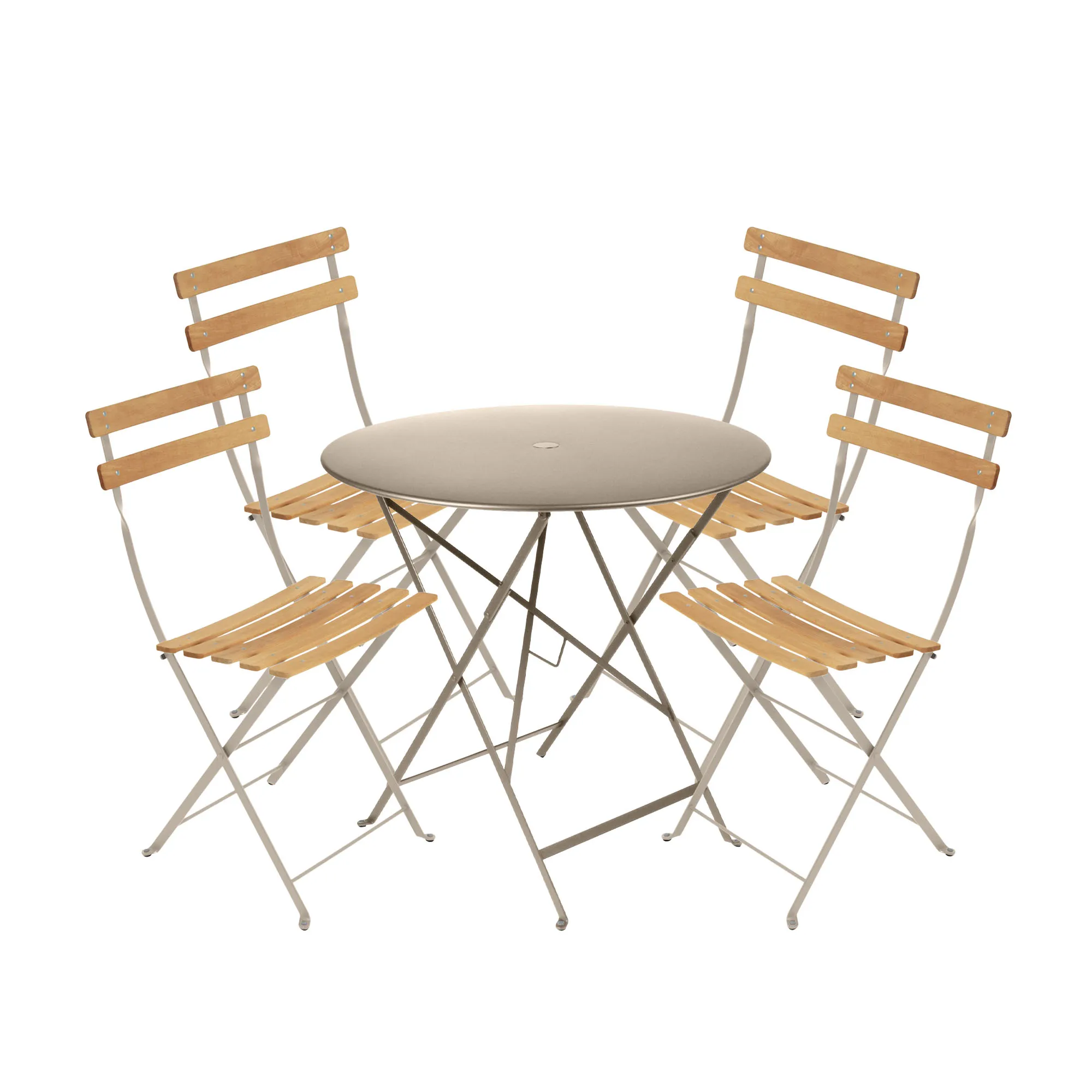 Bistro ruokaryhmä pöytä 77cm & 4 puu tuolit - 1