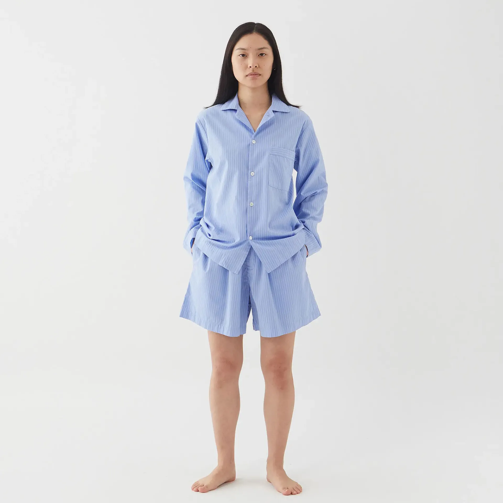 Poplin Pyjamas Shorts Blue Pin Stripes - TEKLA - NO GA