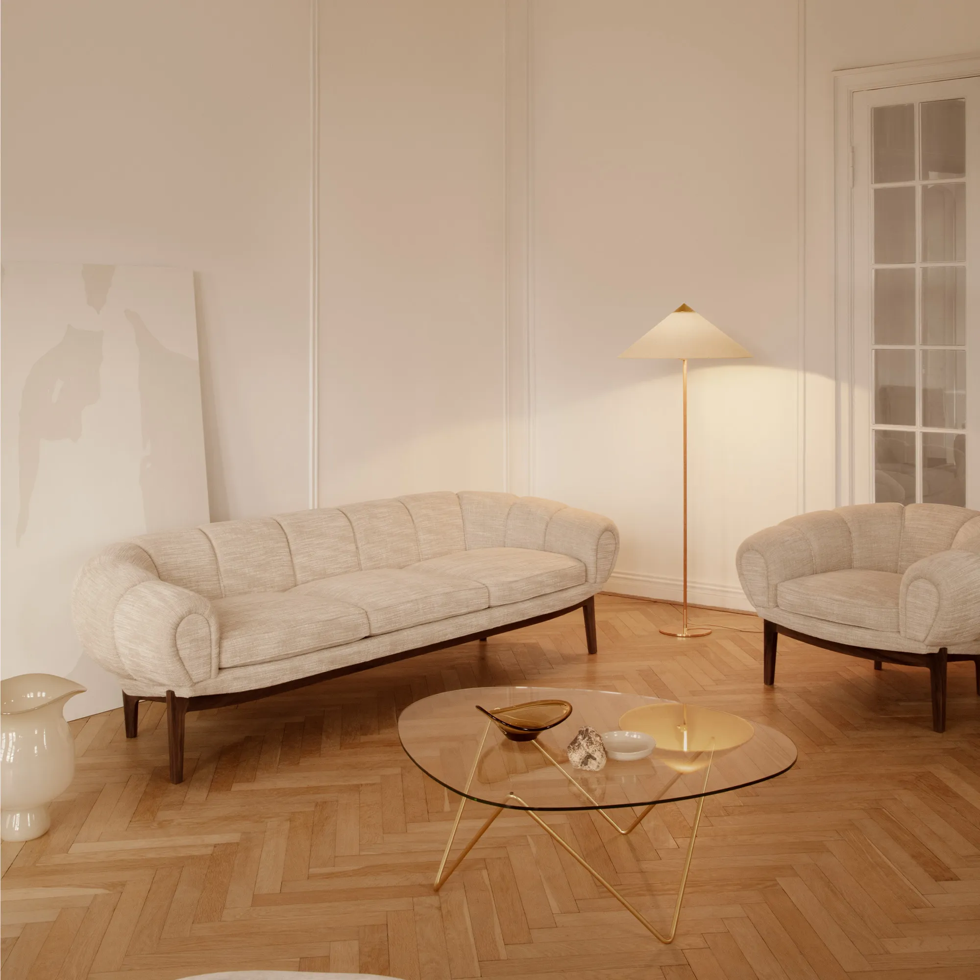 Croissant 3-personers sofa egetræ - 10